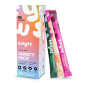 Twyst wellness blend variety pack with colorful packaging and straws on a transparent background